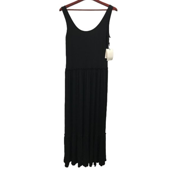 Calvin Klein Black Sleeveless Ruched Tiers Maxi Dress Size 6 - Picture 1 of 4